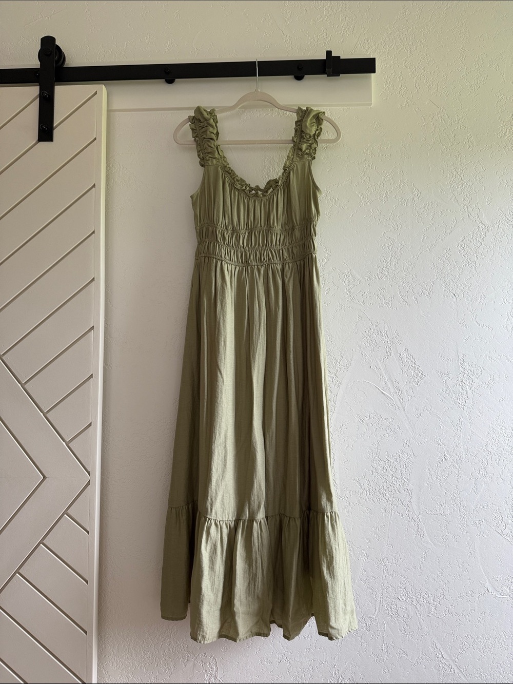 Olive Green Smocked Maxi Dress SIZE LARGE